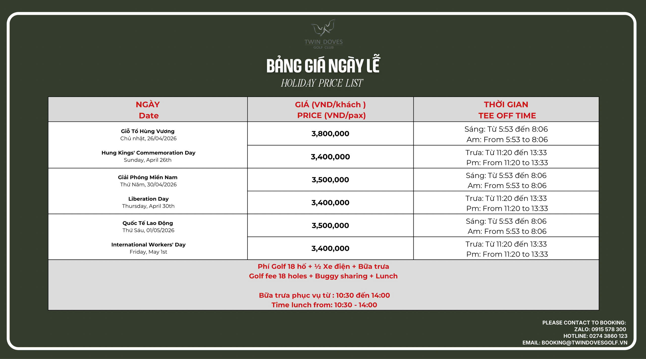 Promotion - bang gia ngay le 30-4